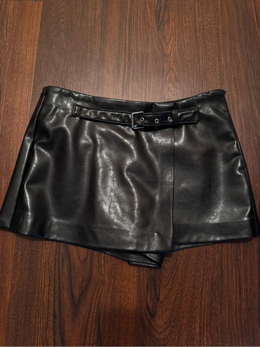 Zara Black Faux Leather Skirt- New !